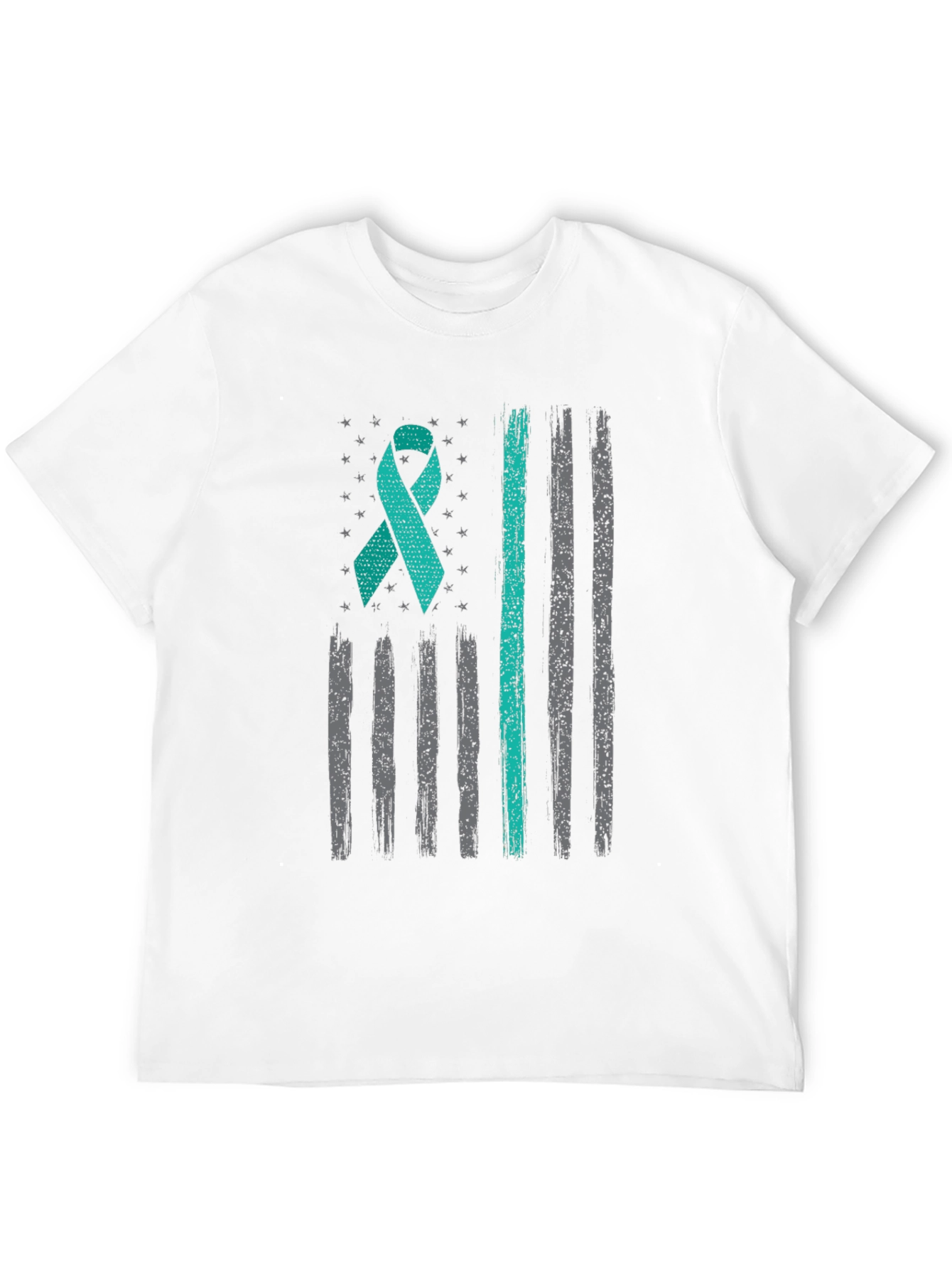 Teal Ribbon American Flag T-Shirt