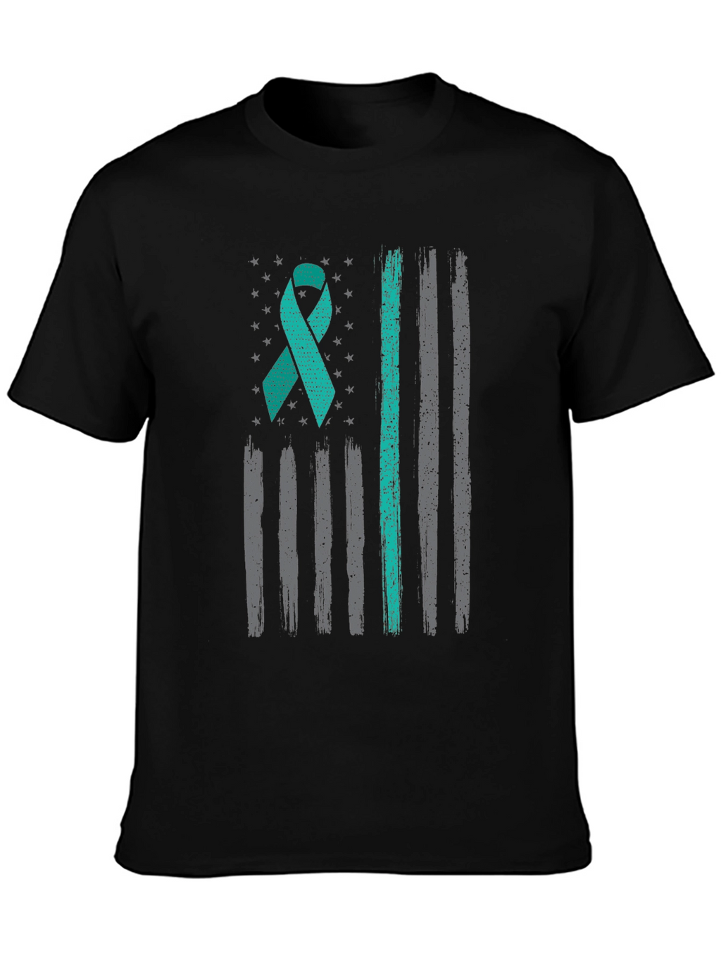Teal Ribbon American Flag T-Shirt