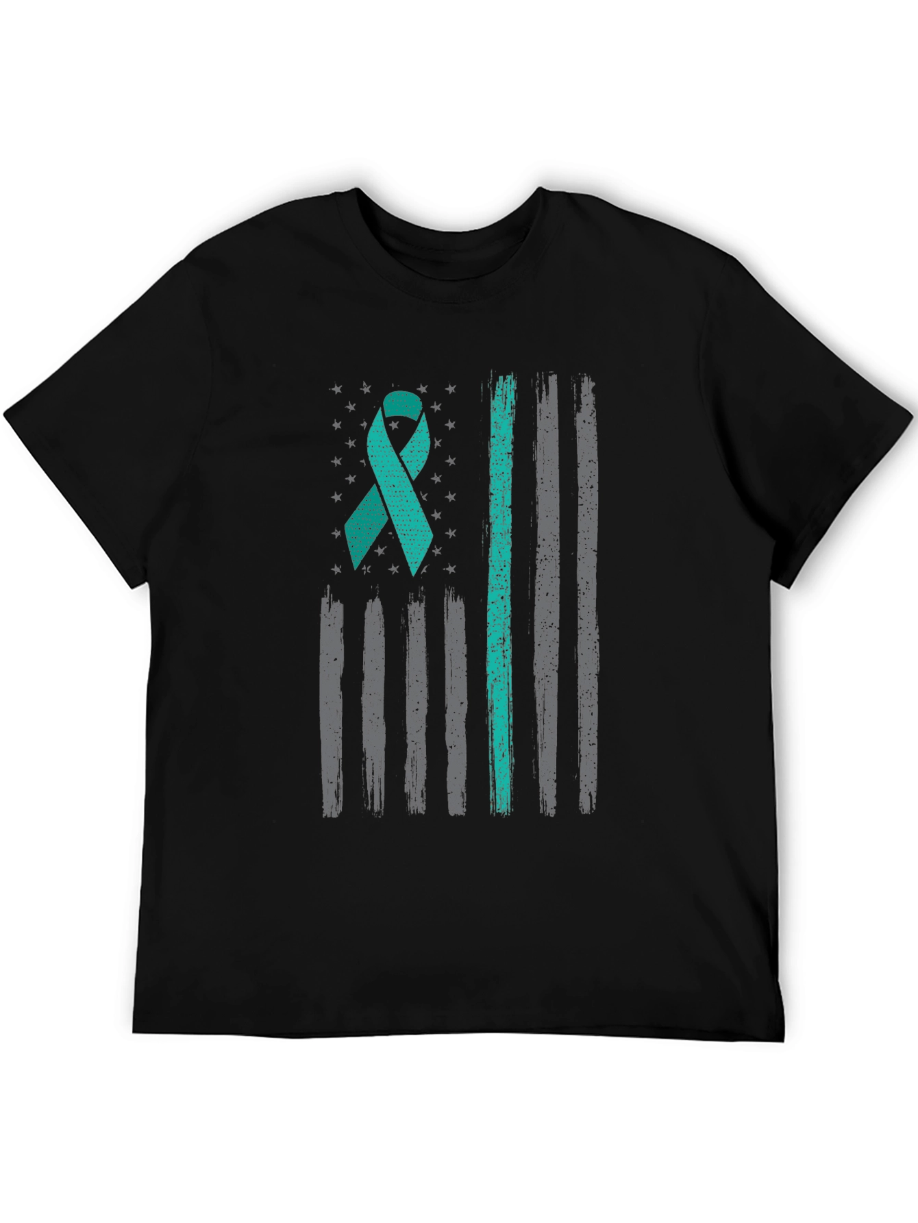 Teal Ribbon American Flag T-Shirt