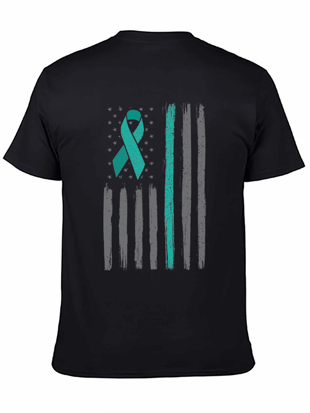 Teal Ribbon American Flag T-Shirt