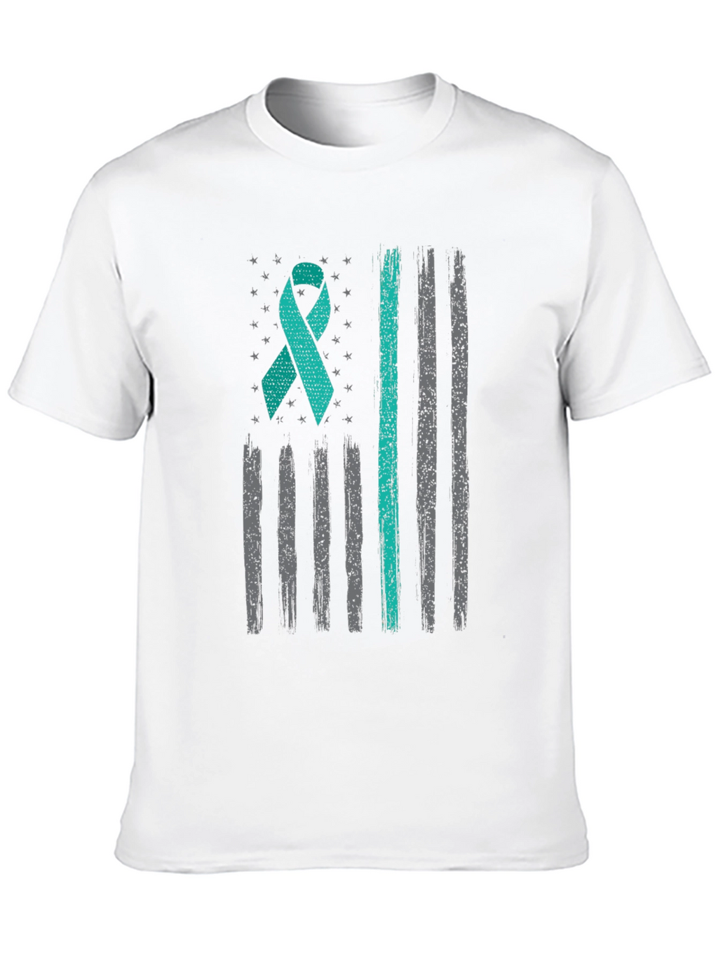 Teal Ribbon American Flag T-Shirt