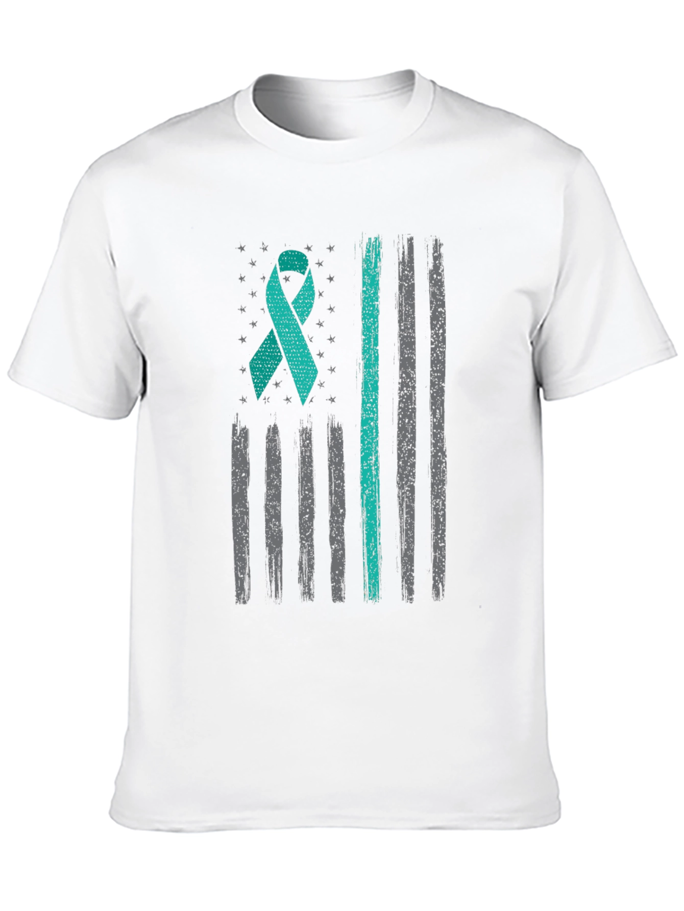 Teal Ribbon American Flag T-Shirt