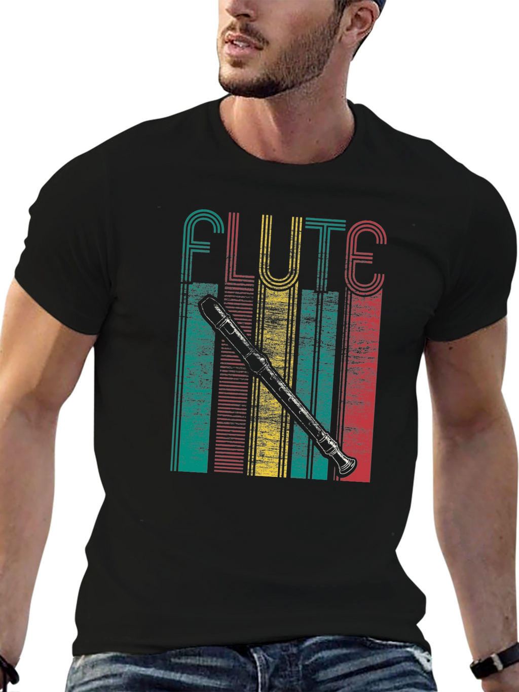 Retro Flute Player T-Shirt