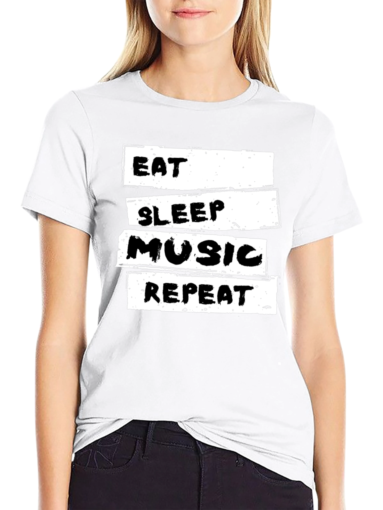 Eat Sleep Music Repeat Black T-Shirt