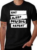 Eat Sleep Music Repeat Black T-Shirt