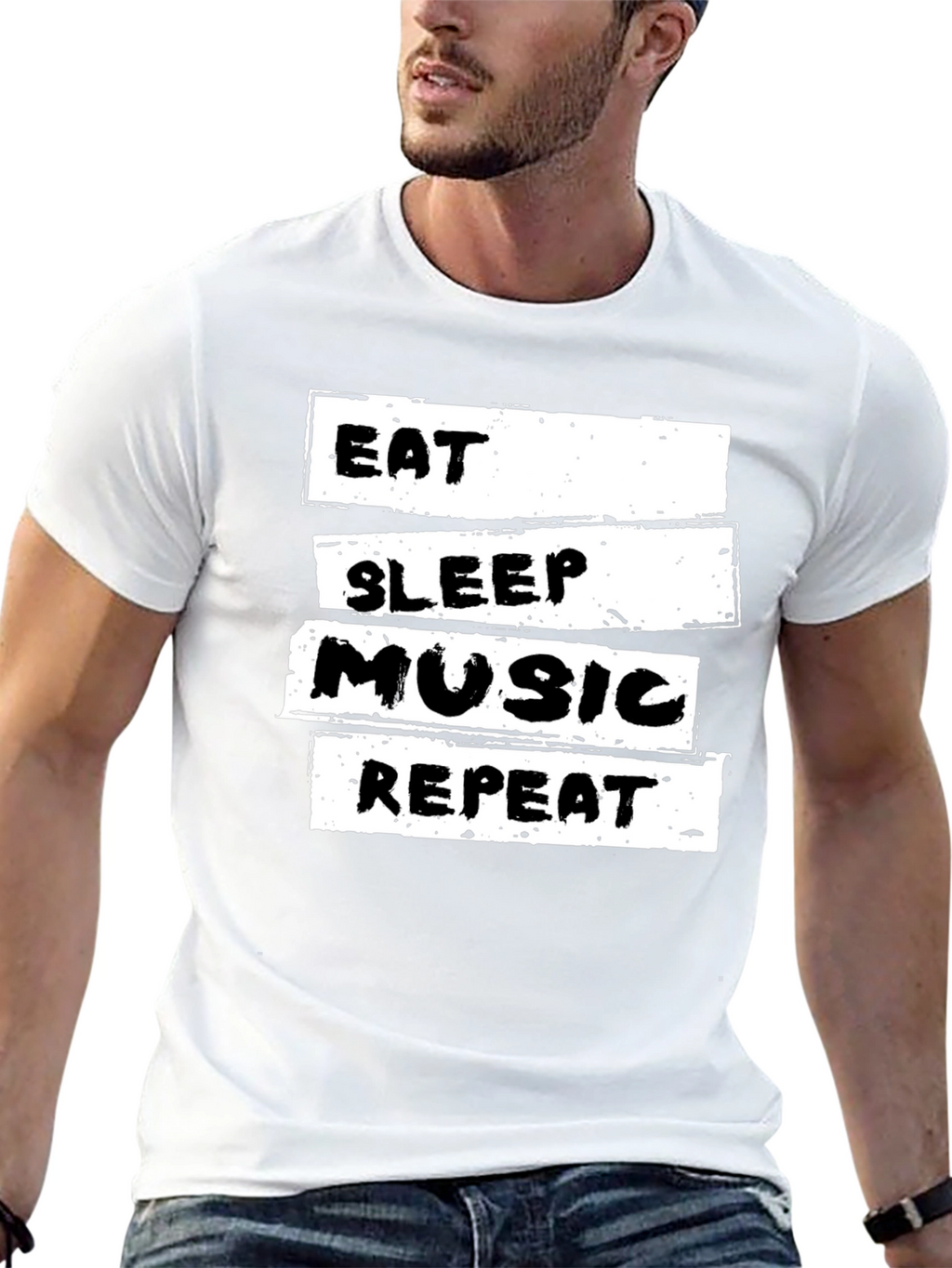 Eat Sleep Music Repeat Black T-Shirt