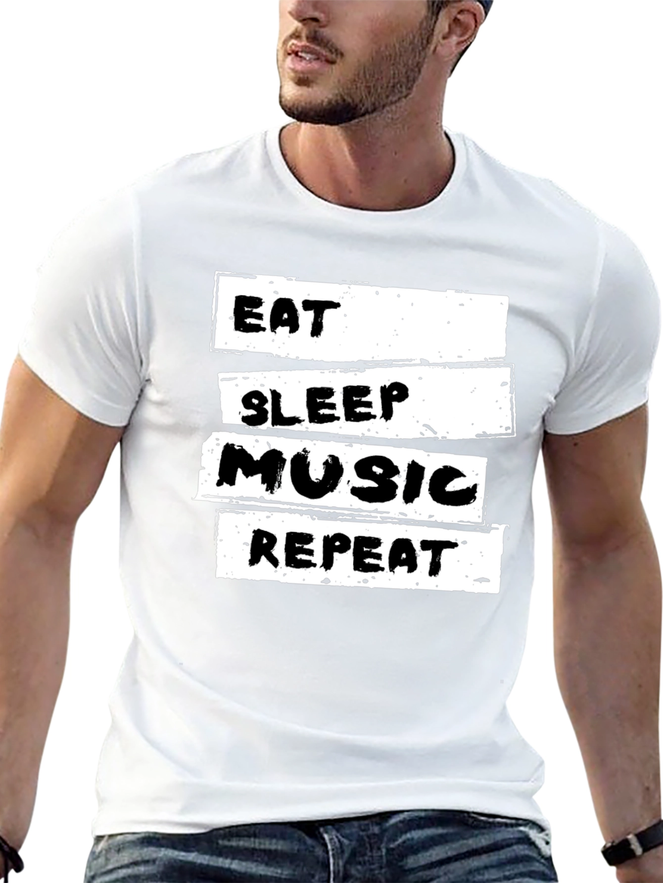 Eat Sleep Music Repeat Black T-Shirt