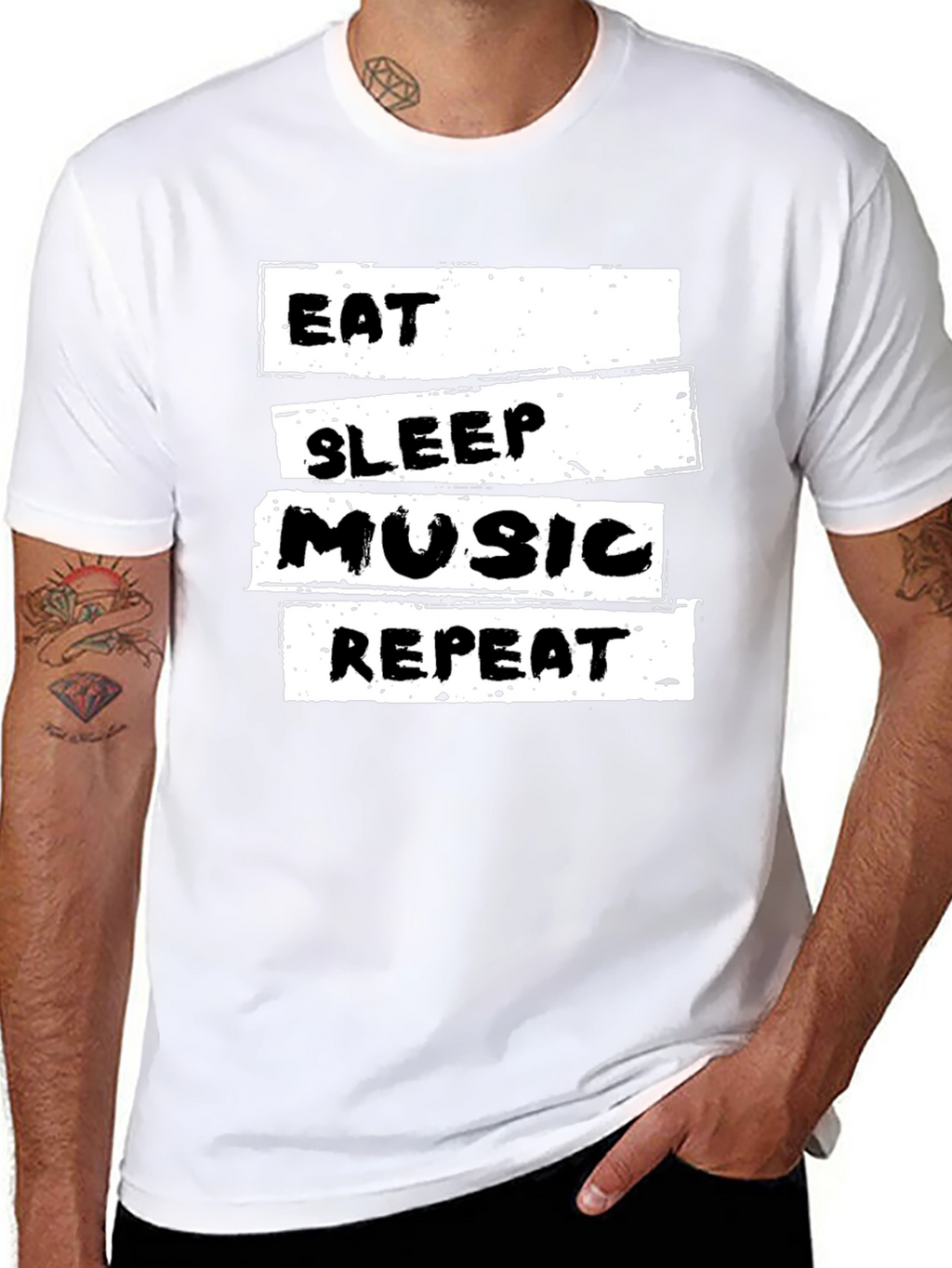 Eat Sleep Music Repeat Black T-Shirt
