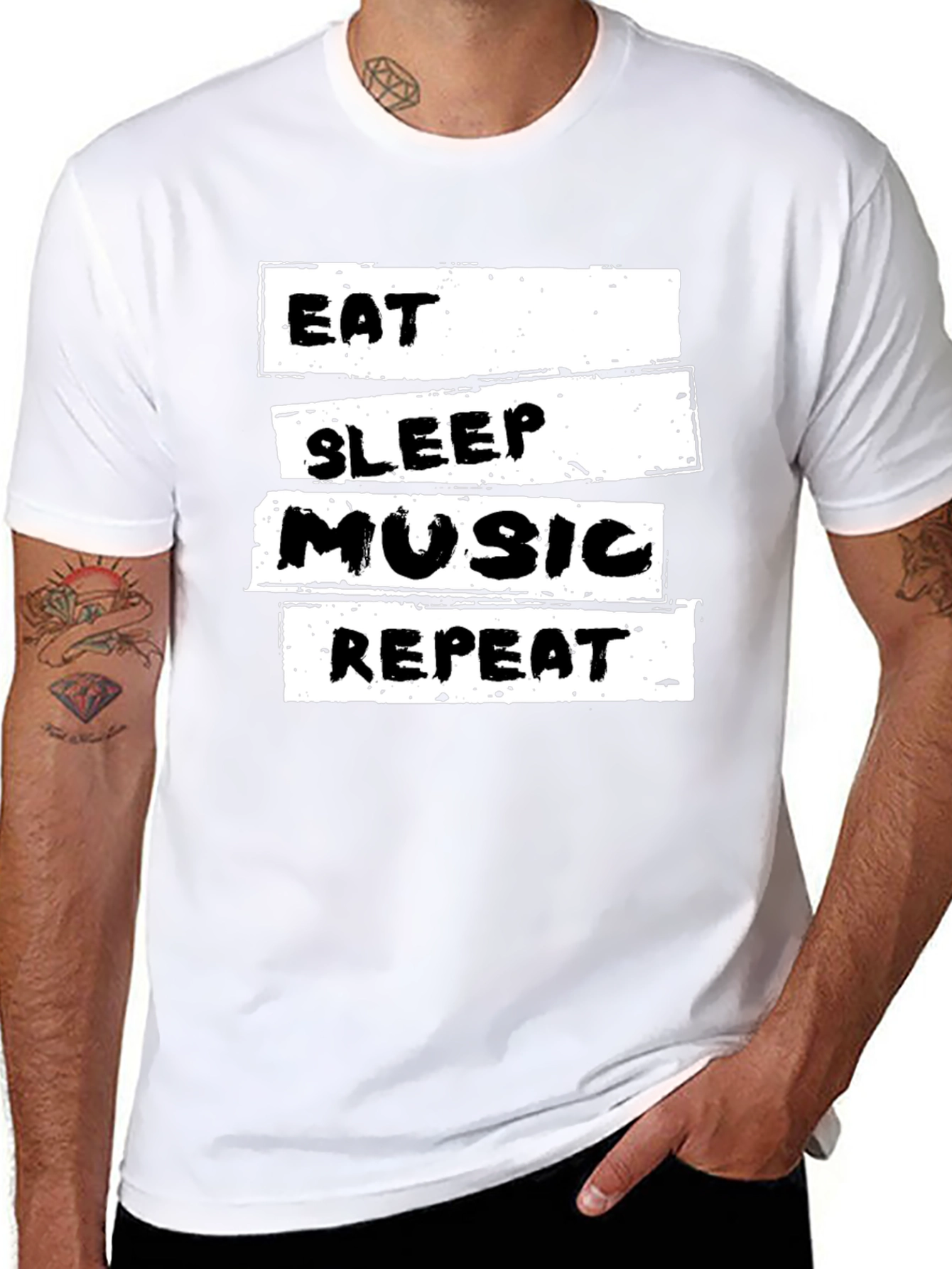 Eat Sleep Music Repeat Black T-Shirt