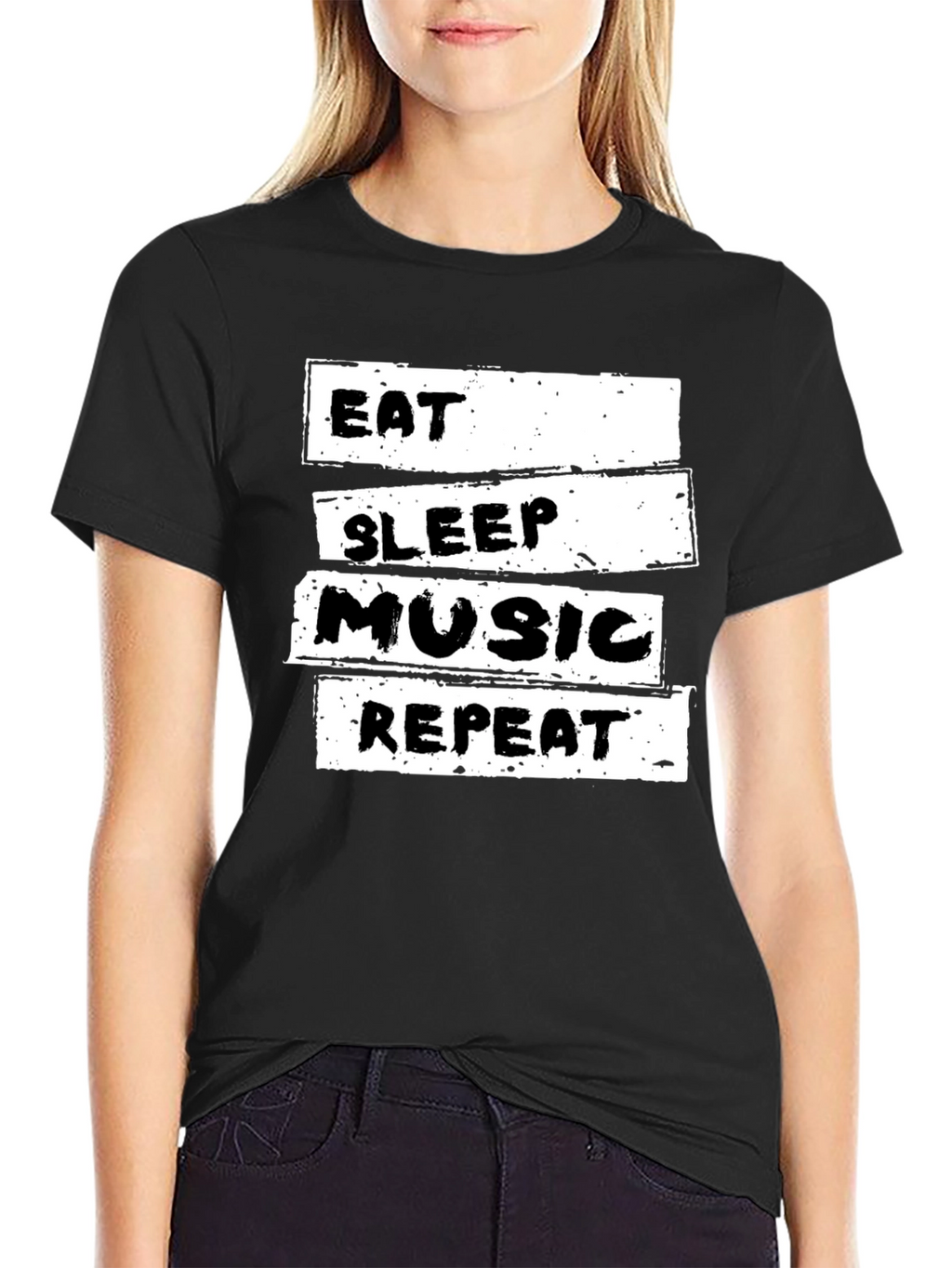 Eat Sleep Music Repeat Black T-Shirt