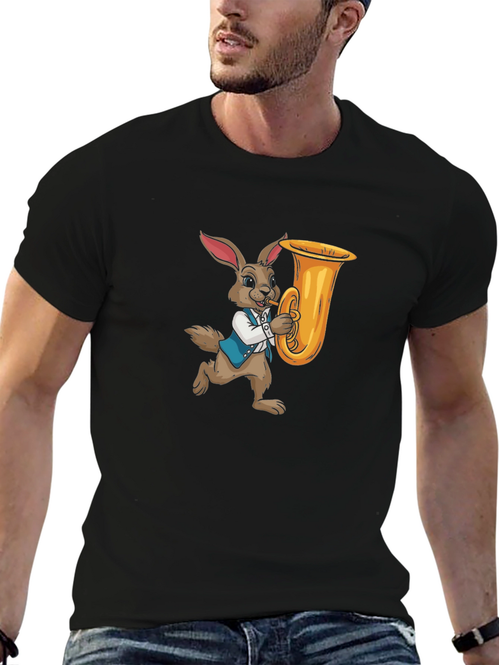 Rabbit Playing Tuba Graphic Tee