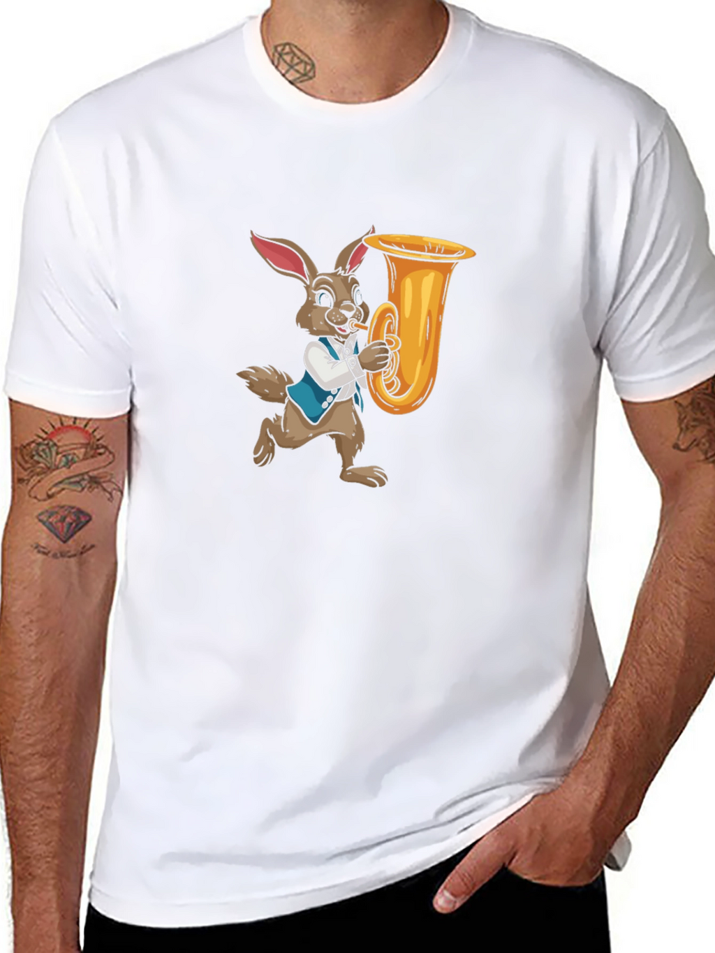 Rabbit Playing Tuba Graphic Tee