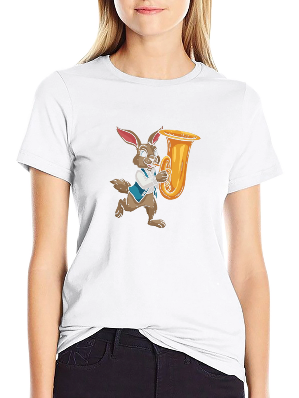 Rabbit Playing Tuba Graphic Tee