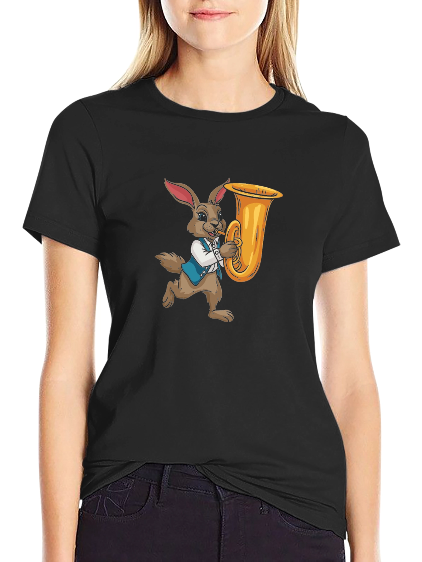Rabbit Playing Tuba Graphic Tee