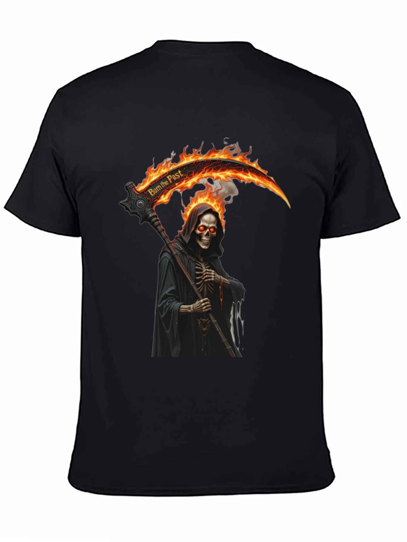 Burn the Past Reaper Graphic Tee - Black