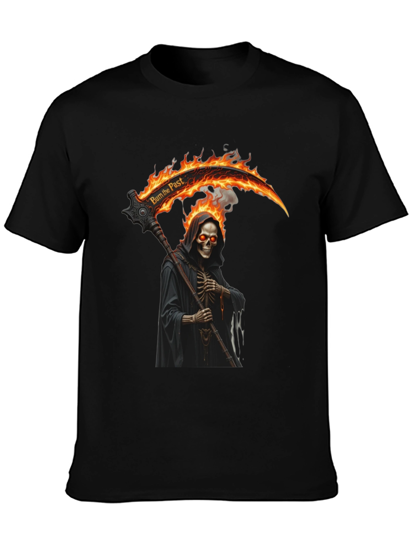 Burn the Past Reaper Graphic Tee - Black