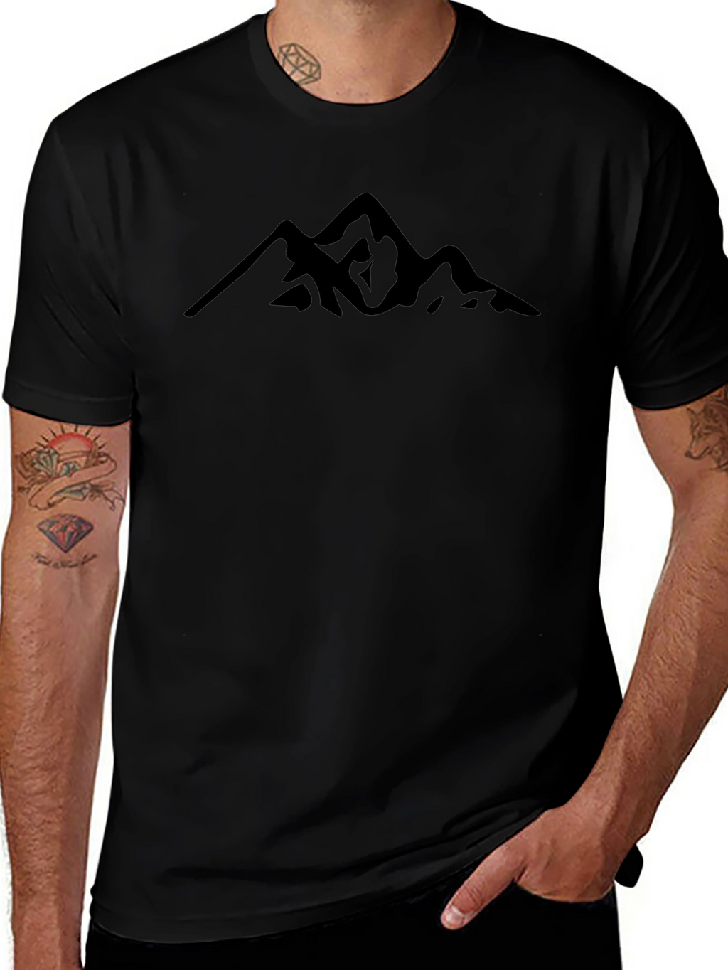 Minimalist Mountain Graphic Black T-Shirt