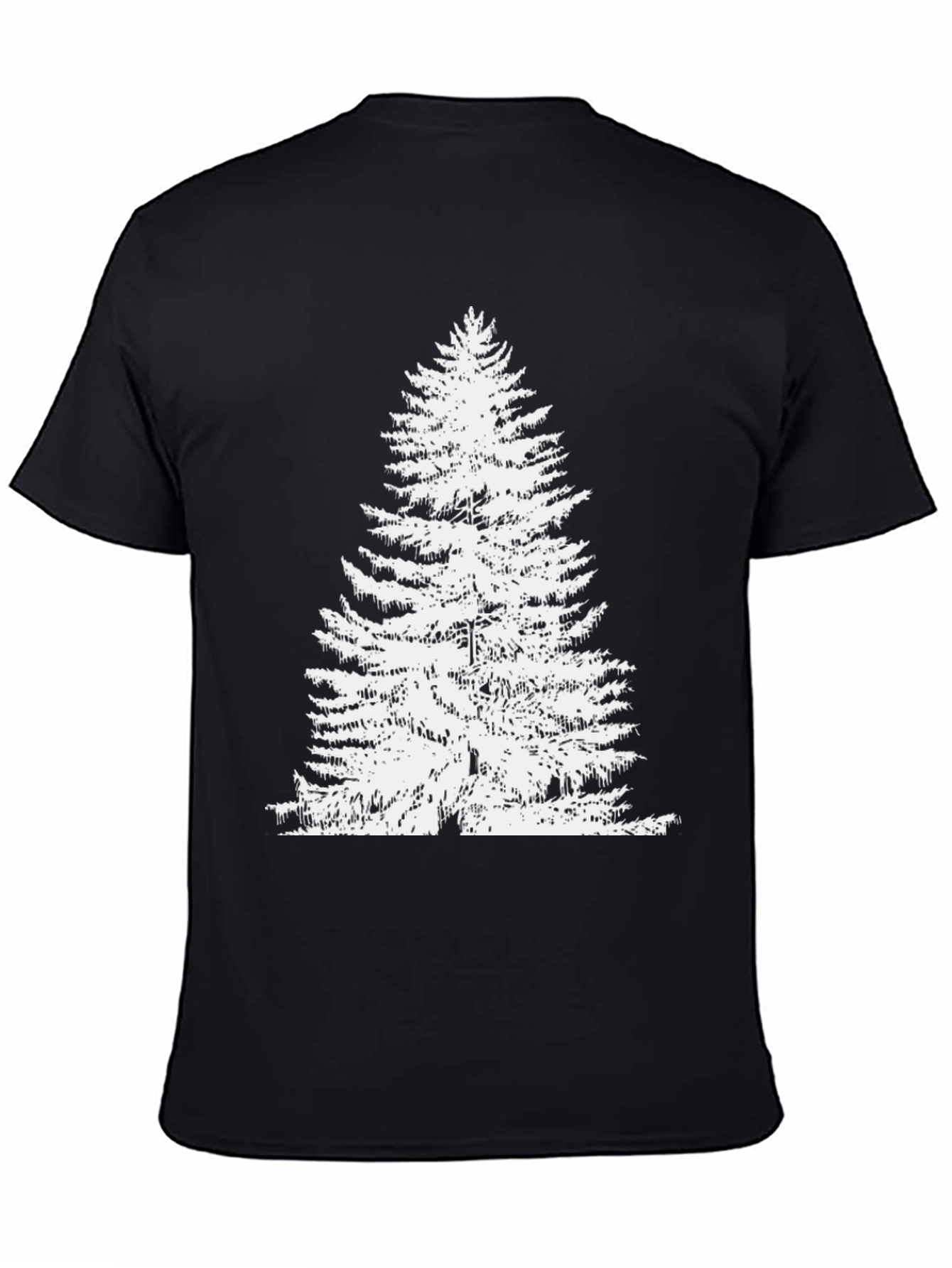 Evergreen Tree Graphic Tee - Black Cotton T-Shirt