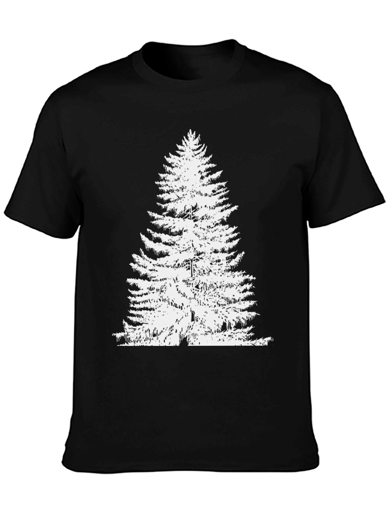 Evergreen Tree Graphic Tee - Black Cotton T-Shirt