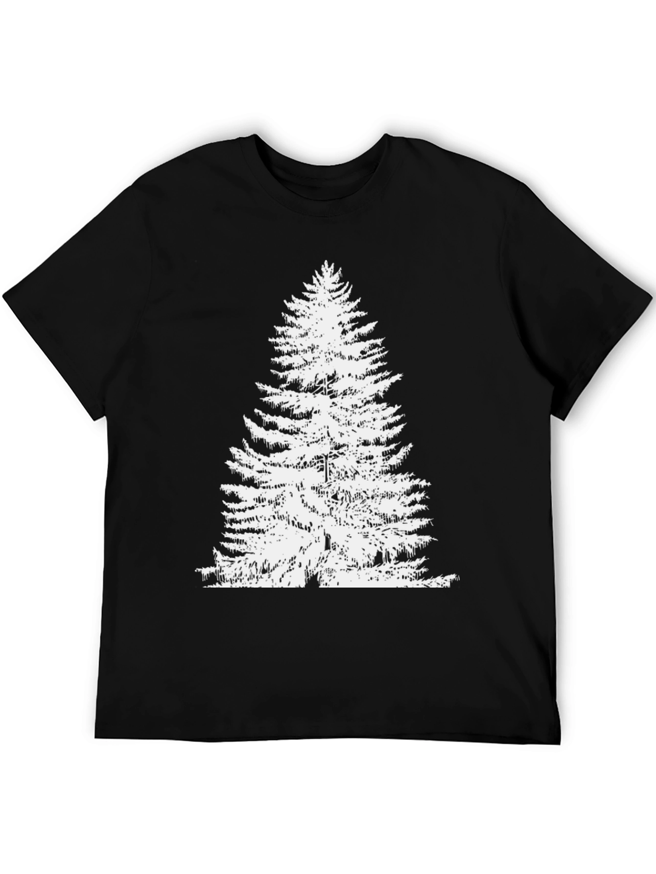 Evergreen Tree Graphic Tee - Black Cotton T-Shirt
