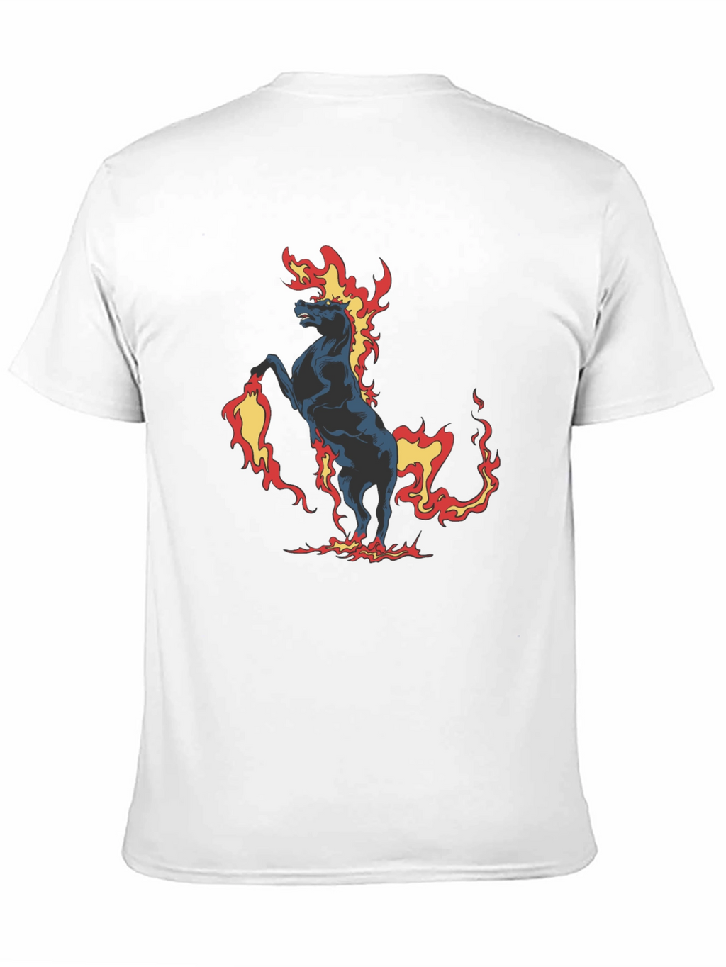 Fiery Horse Graphic Print Black T-Shirt