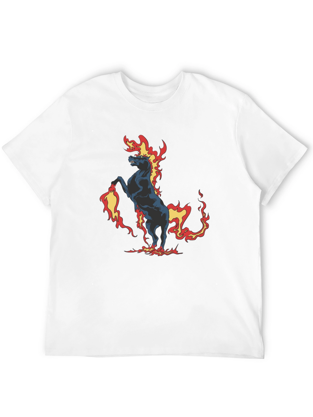 Fiery Horse Graphic Print Black T-Shirt