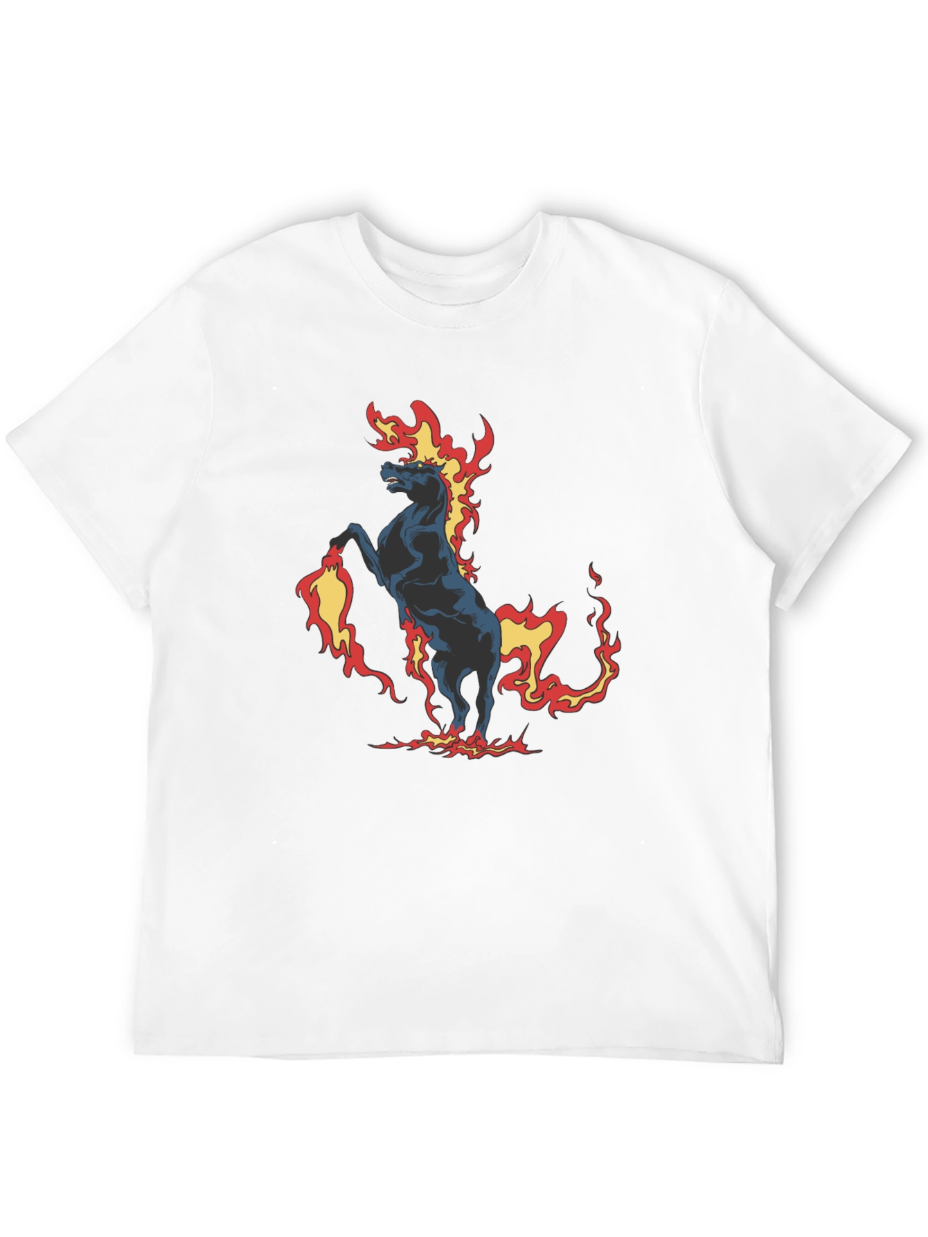 Fiery Horse Graphic Print Black T-Shirt