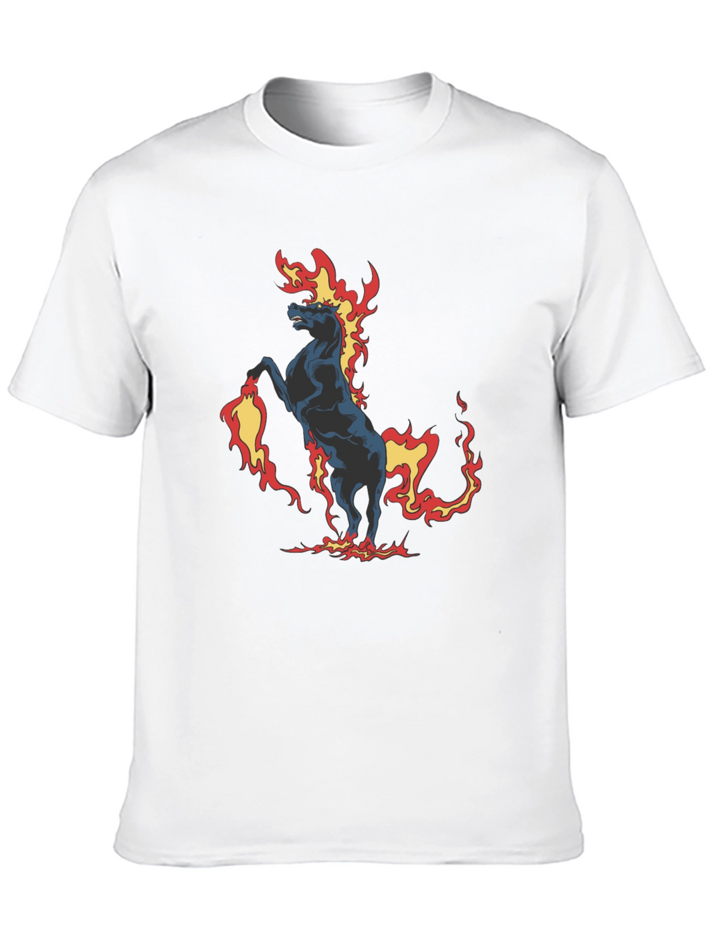 Fiery Horse Graphic Print Black T-Shirt