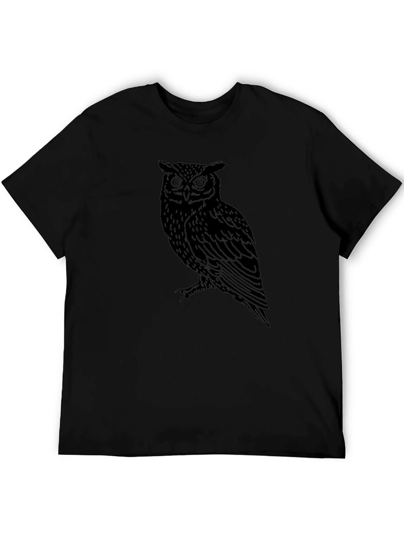 Owl Graphic Print Black T-Shirt