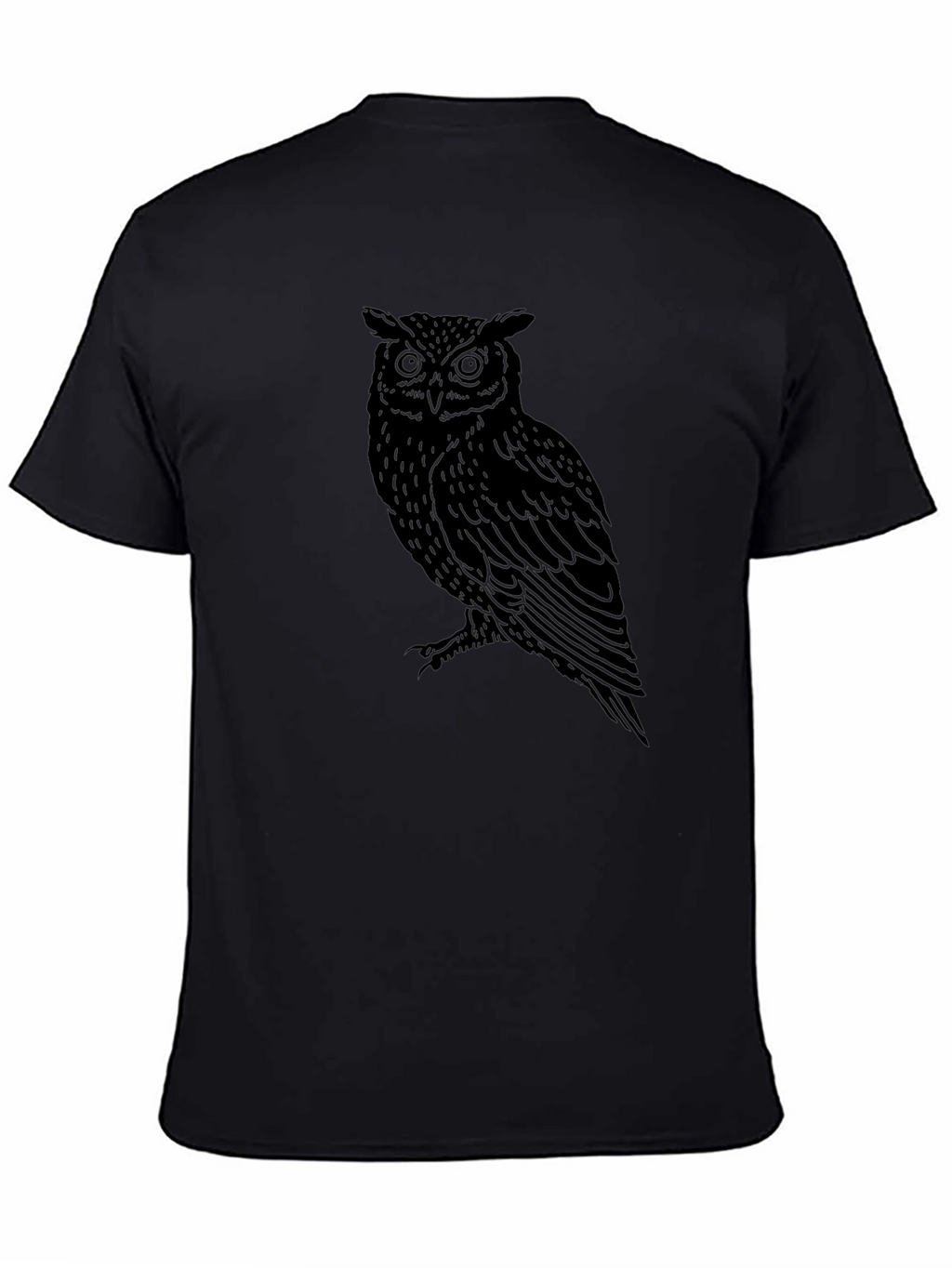 Owl Graphic Print Black T-Shirt