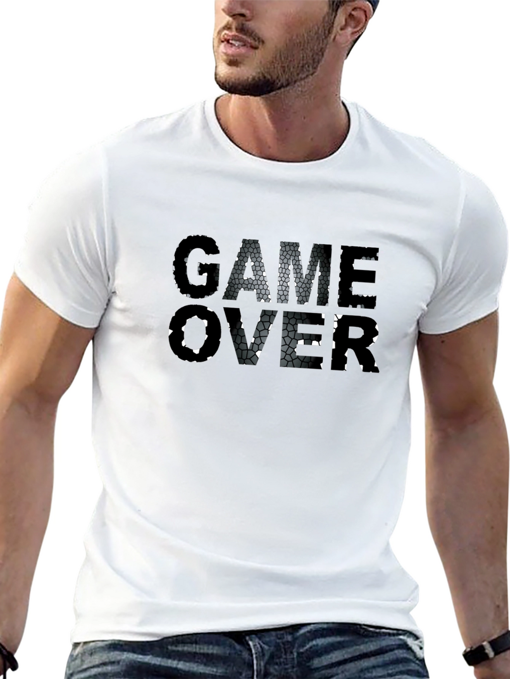 Game Over Graphic Print Black T-Shirt