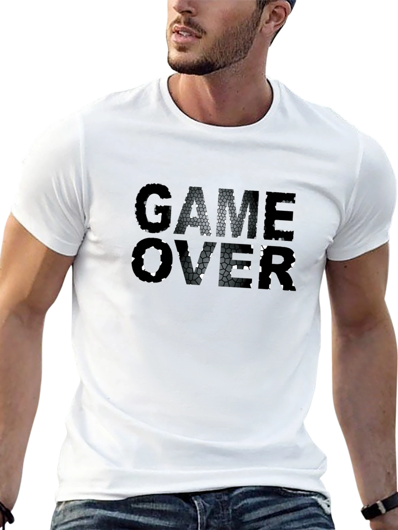 Game Over Graphic Print Black T-Shirt