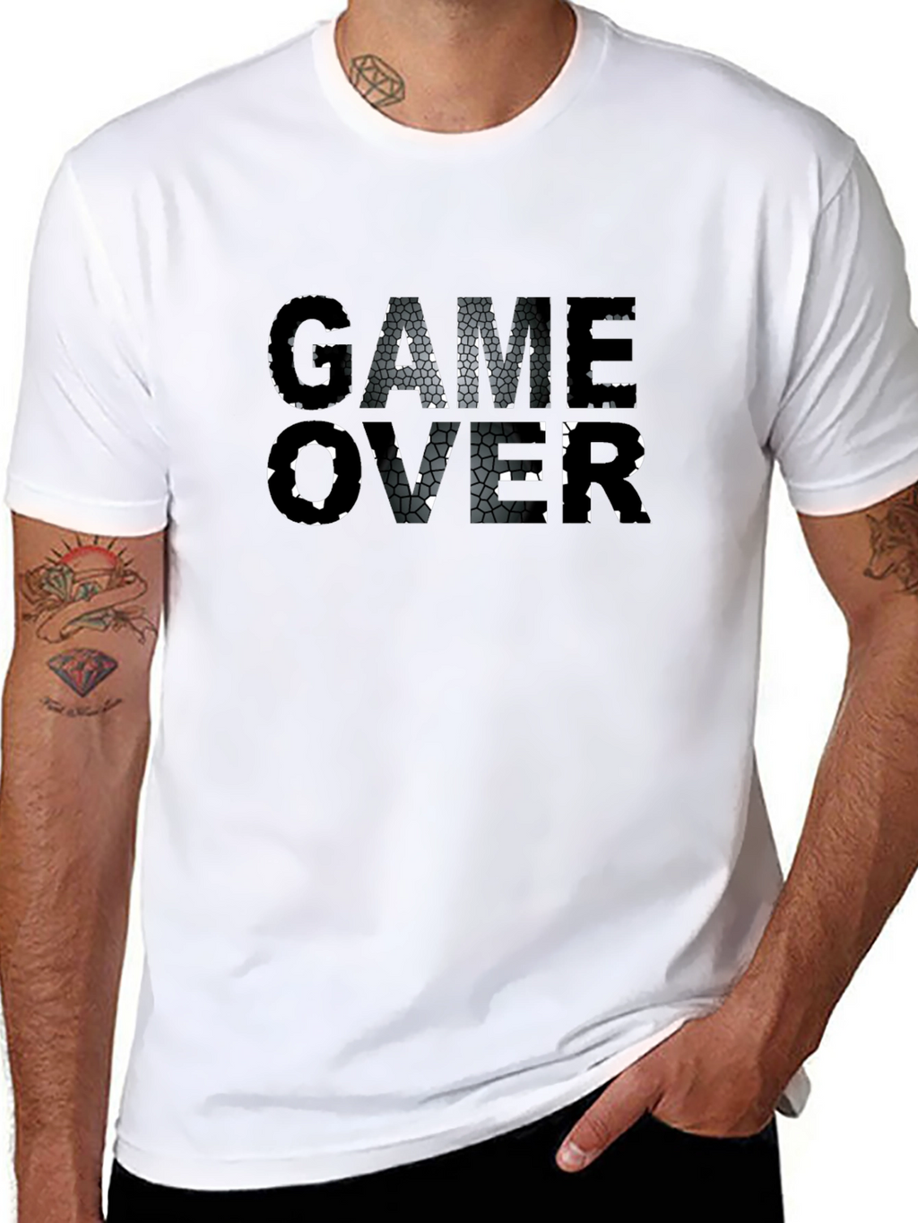 Game Over Graphic Print Black T-Shirt
