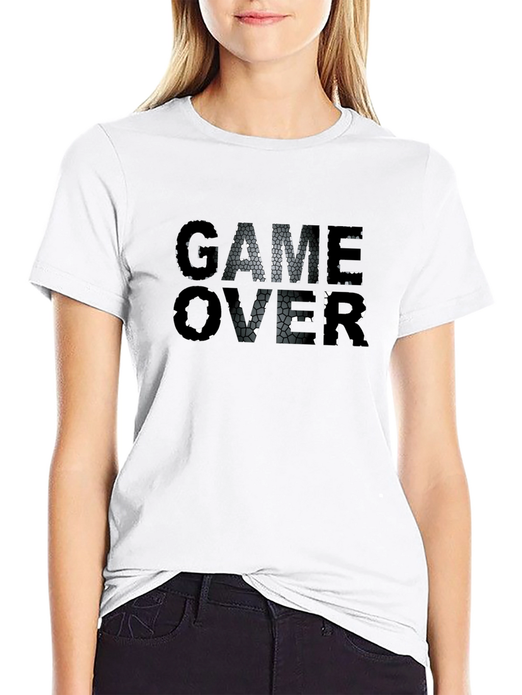 Game Over Graphic Print Black T-Shirt