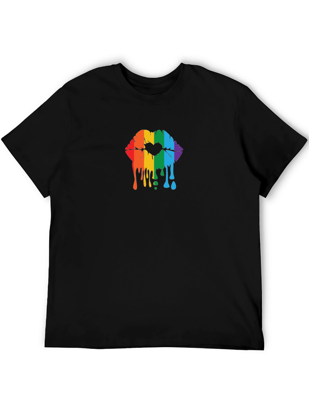 Rainbow Lips Graphic Black T-Shirt