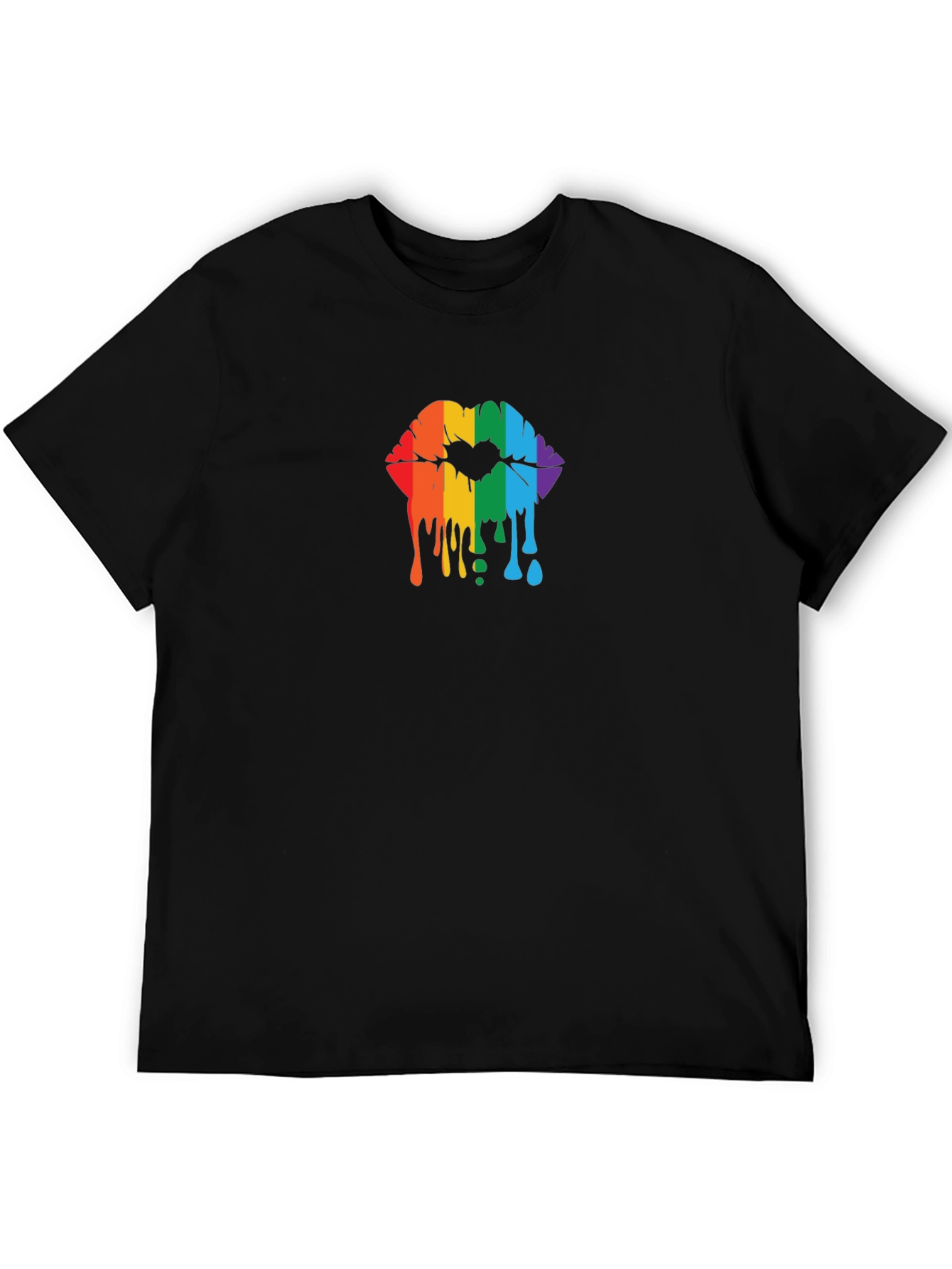 Rainbow Lips Graphic Black T-Shirt