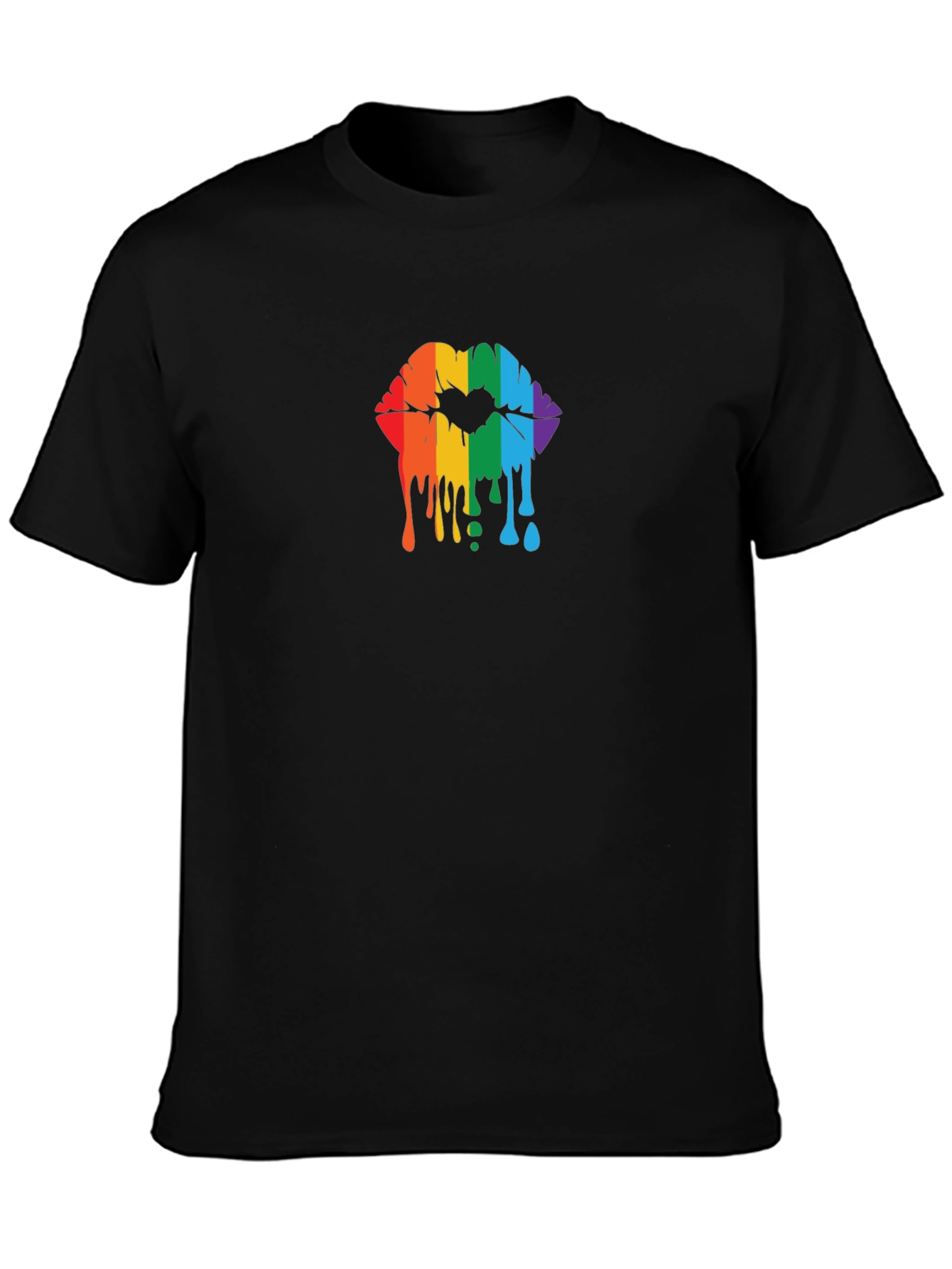 Rainbow Lips Graphic Black T-Shirt