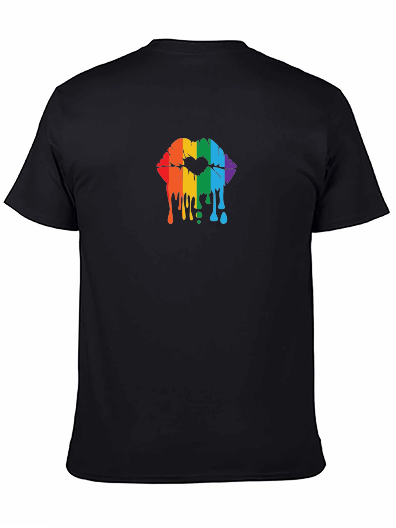 Rainbow Lips Graphic Black T-Shirt