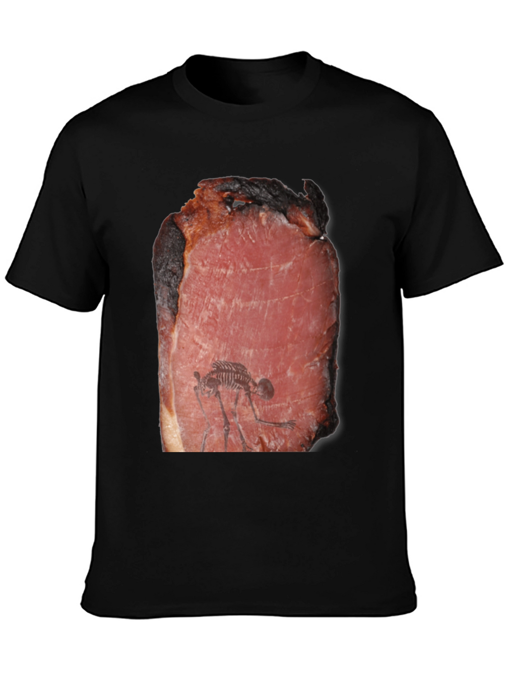Meat Fossil Funny Black T-Shirt