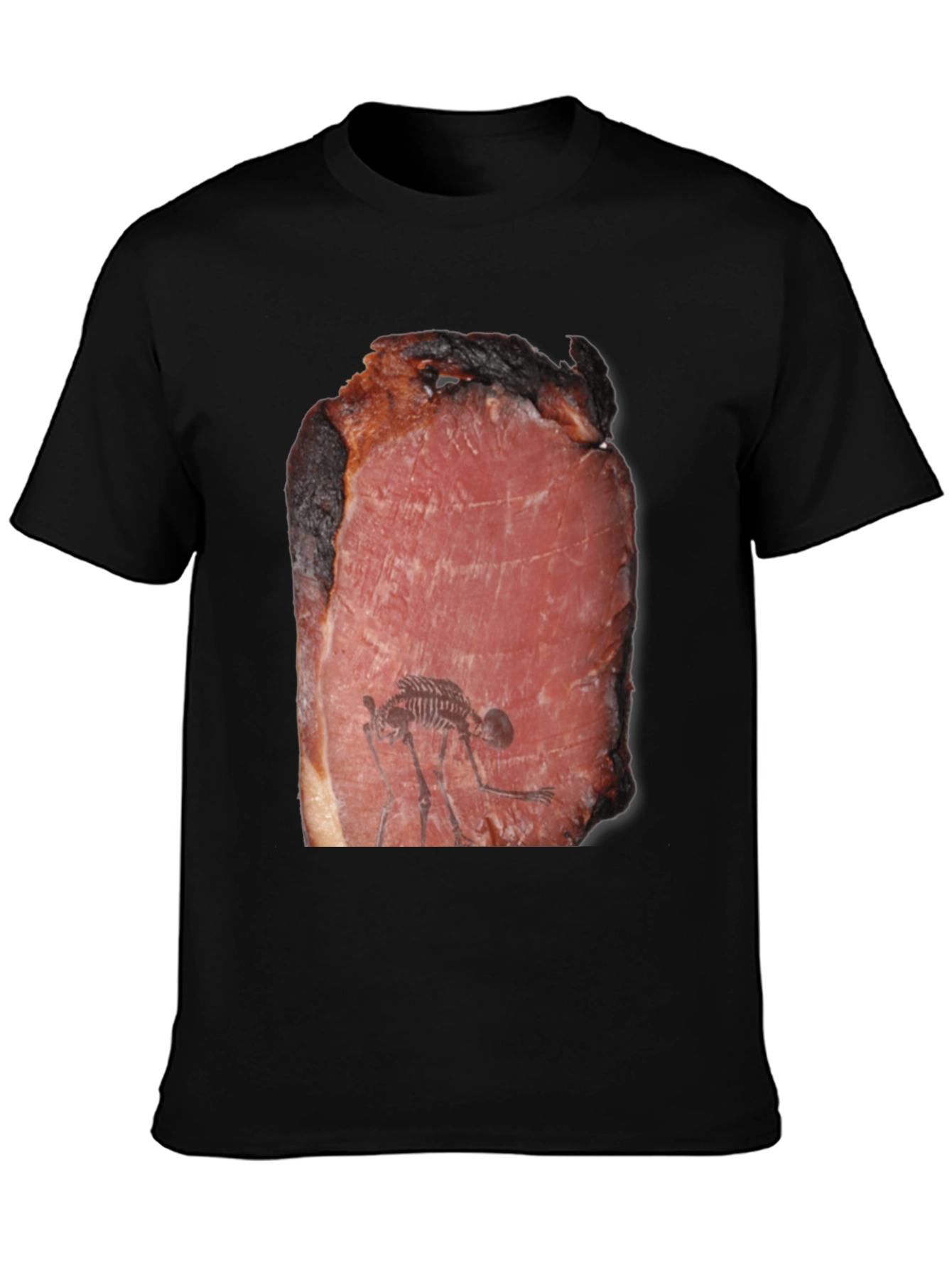 Meat Fossil Funny Black T-Shirt