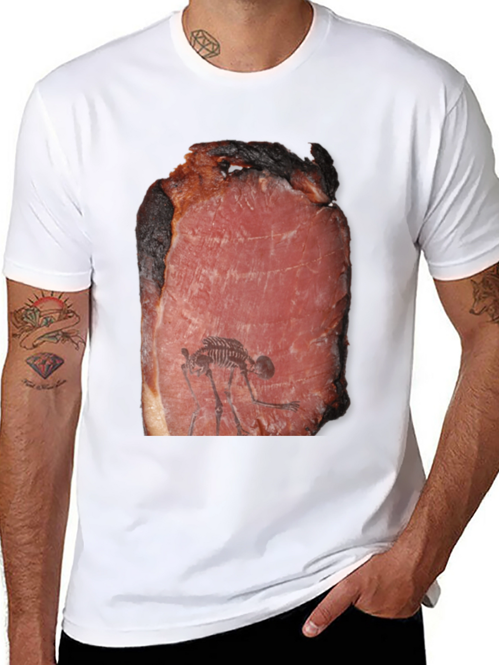 Meat Fossil Funny Black T-Shirt