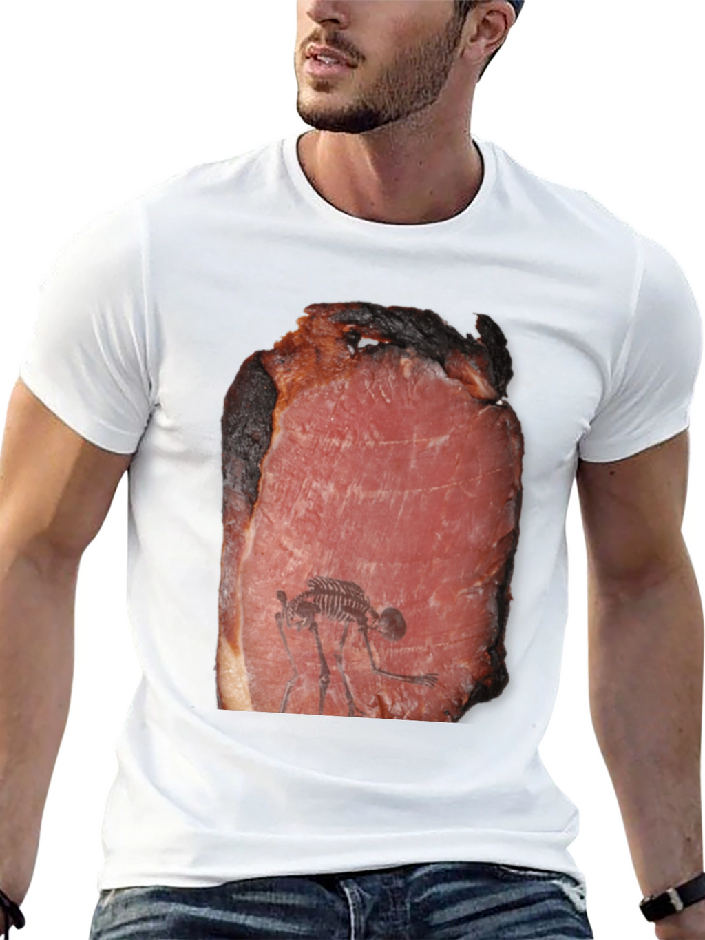 Meat Fossil Funny Black T-Shirt