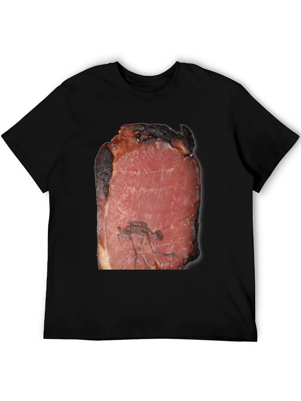 Meat Fossil Funny Black T-Shirt