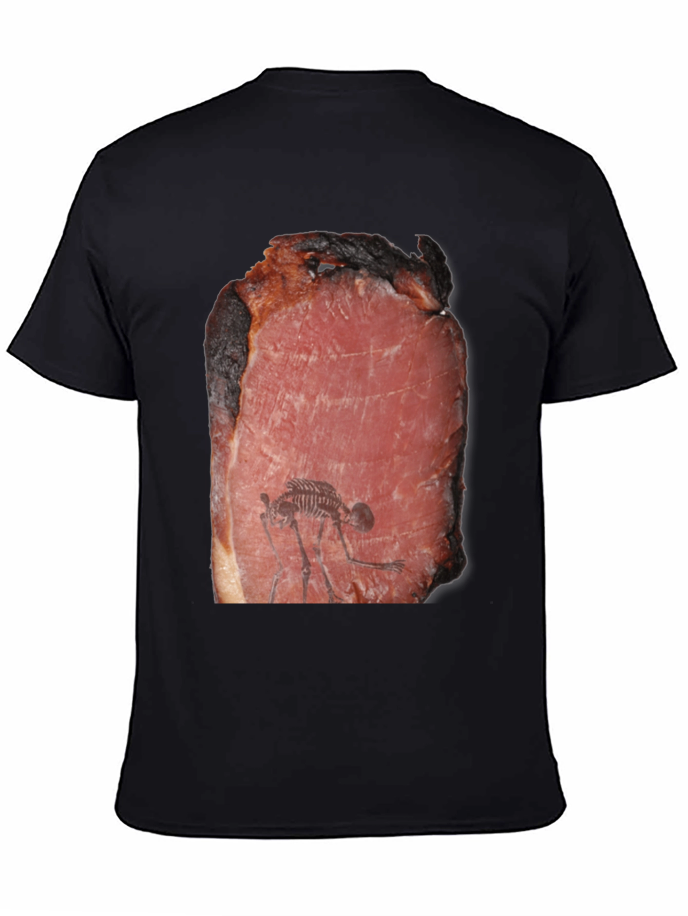 Meat Fossil Funny Black T-Shirt