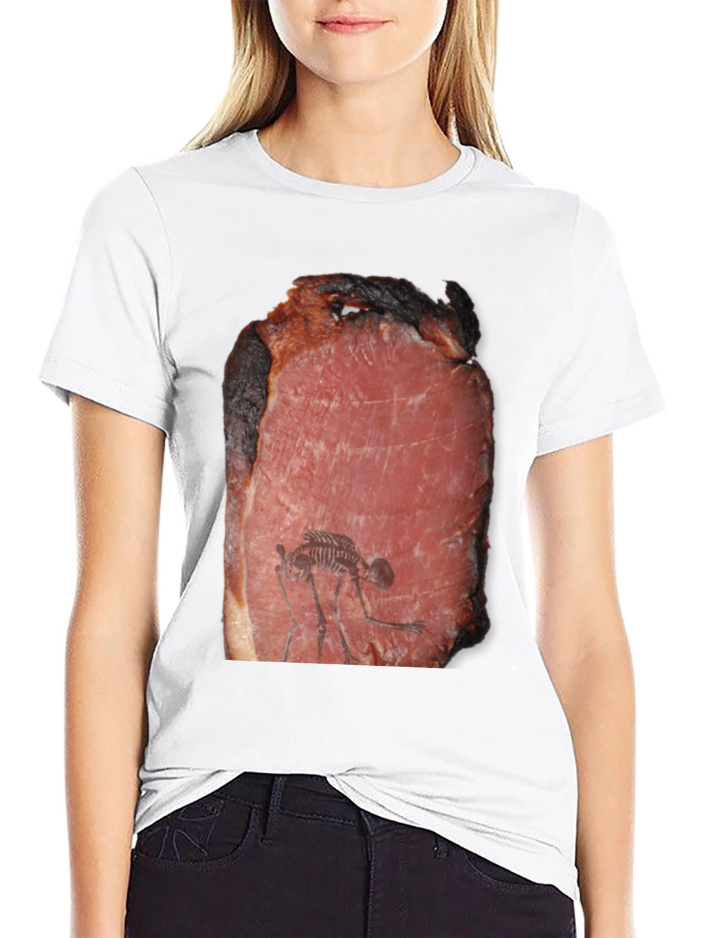 Meat Fossil Funny Black T-Shirt