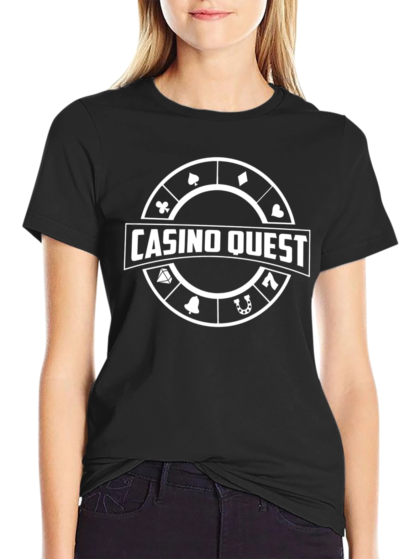 Casino Quest Graphic Tee - Black Cotton T-Shirt