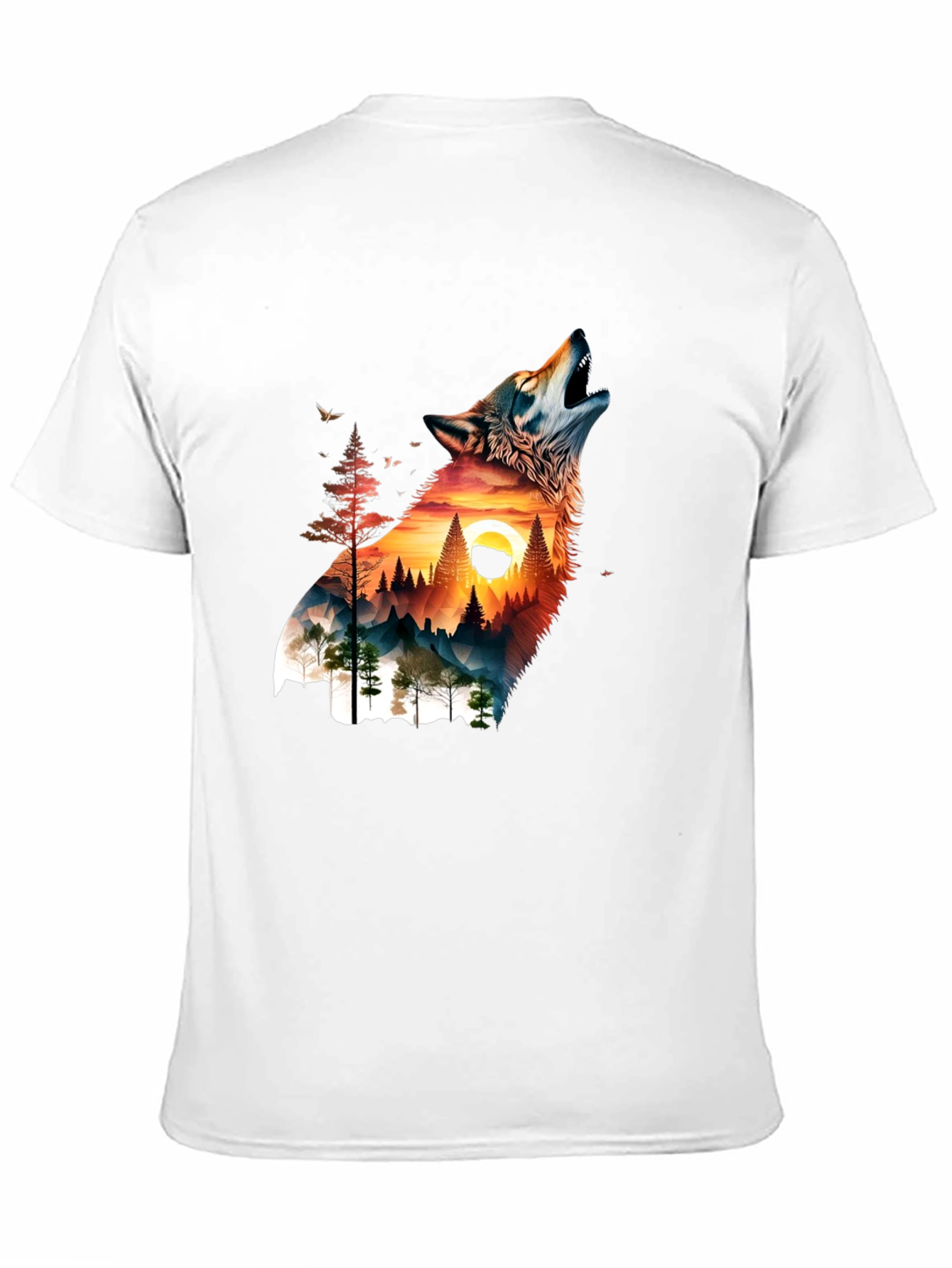 Wolf & Mountain Graphic Print Mens T-Shirt