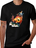 Wolf & Mountain Graphic Print Mens T-Shirt