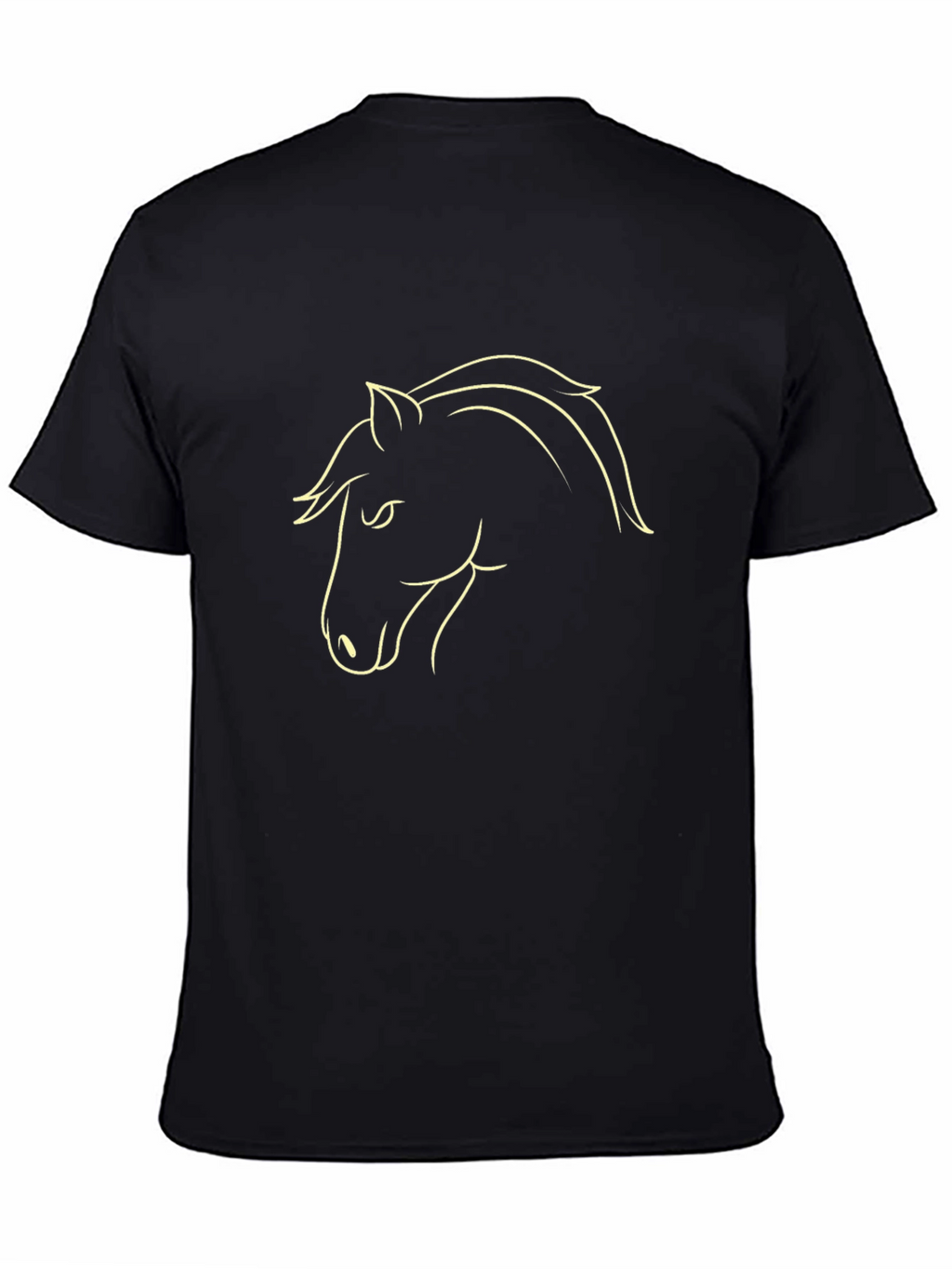 Black T-Shirt with Horse Outline Design