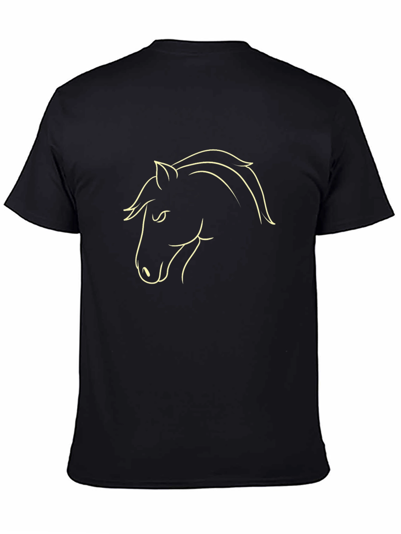 Black T-Shirt with Horse Outline Design